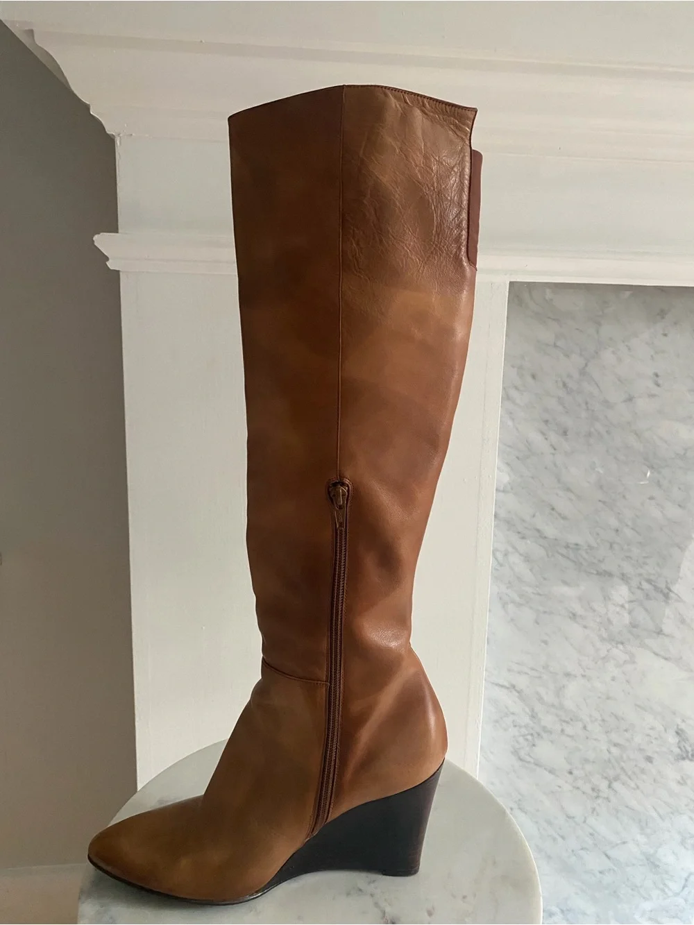 Stuart Weitzman Cognac Over-the-Knee Leather Boots